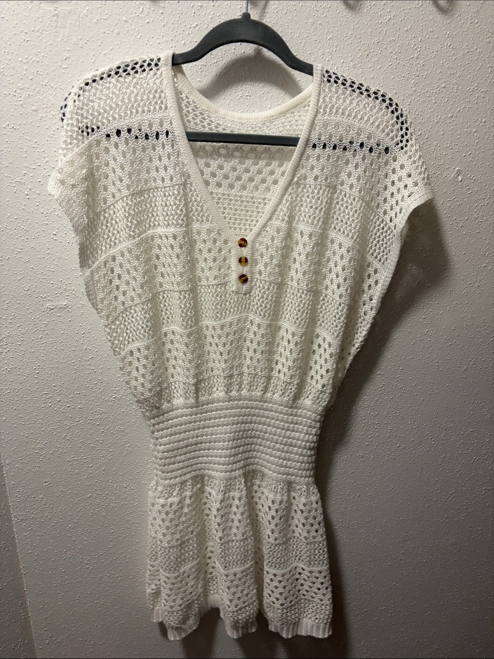 White Crochet Knit Coverup